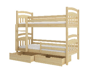 Poschodová detská posteľ 200x90 cm Adriana (s roštom a matracom) (borovica)