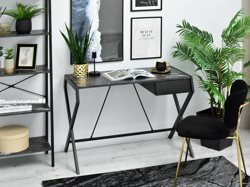 PC stolić Desiguo (crni mramor + crna)