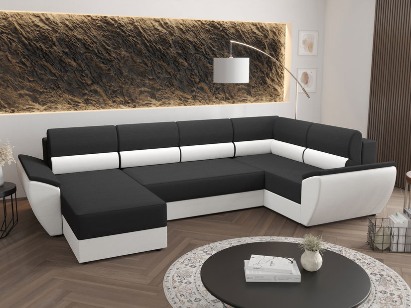 Kutna garnitura u obliku slova U Radiant Long (crna + bijela) (D)