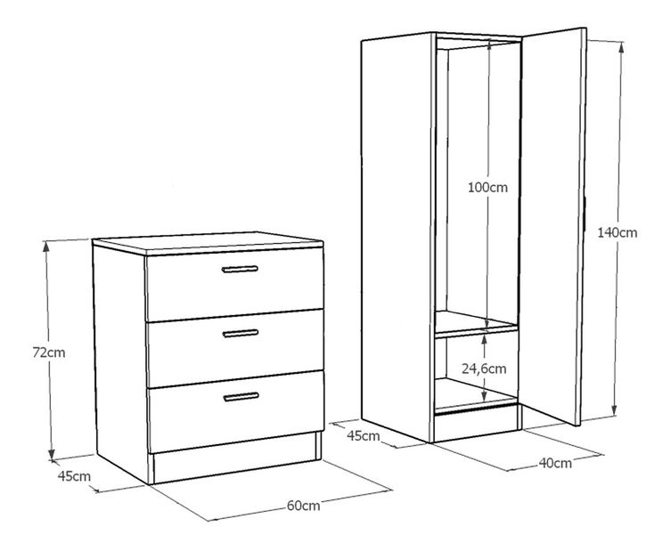 Set mobilier pentru hol Cicci (Pin atlantic + Atracit)
