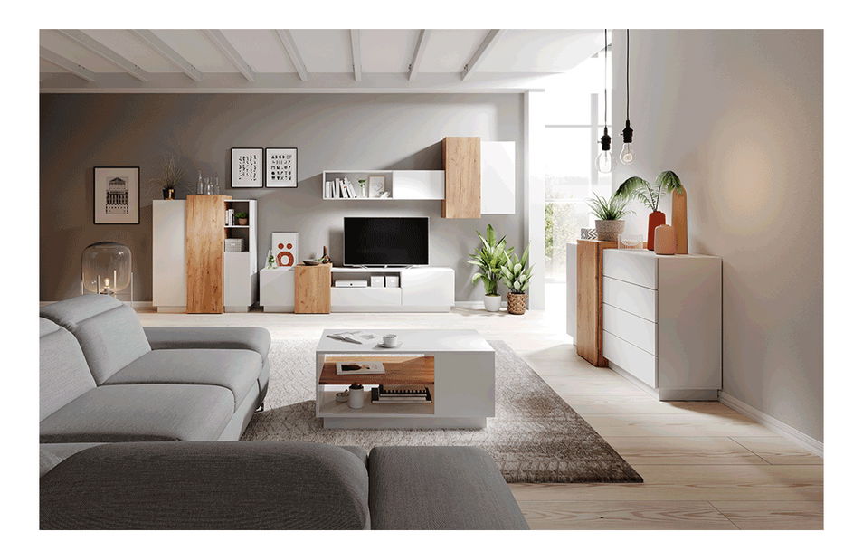 Masă de cafea Trelop (alb + stejar craft auriu)