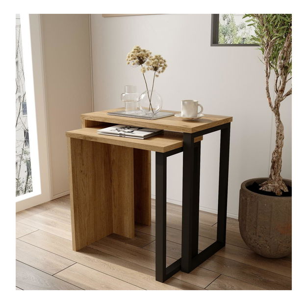 Set 2buc. măsuțe cafea Nimelo 3 (nuc + stejar)