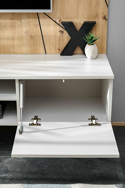 Mobilier living Xavus G (perla grey + stejar artisan) (cu iluminat)