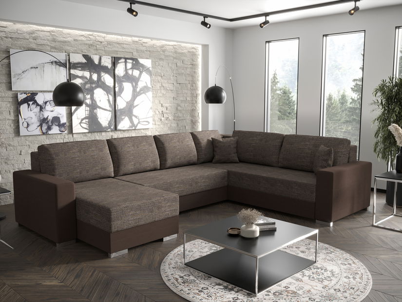 U alakú sarokkanapé Pearle 3 (barna + sötétbarna) (J)