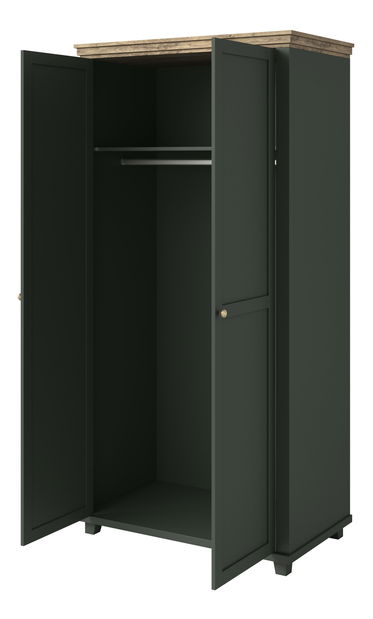 Ormar za garderobu Elvina S Typ 18 (zelena + hrast lefkas)