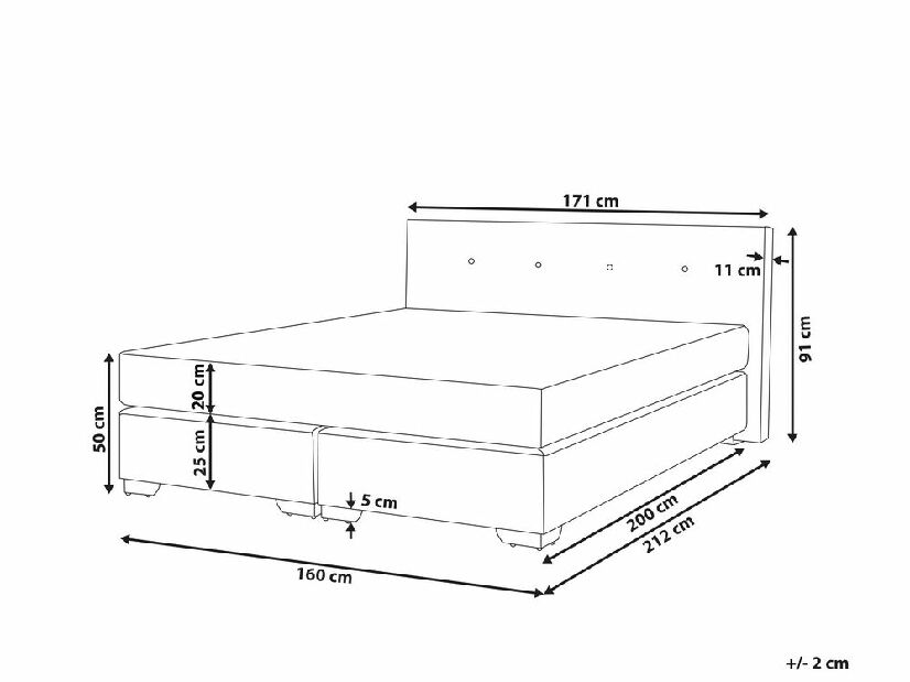 Pat matrimonial 160 cm CONSOLE (cu somieră și saltea) (bej)