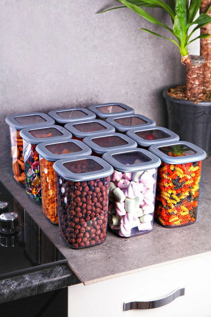 Élelmiszertároló edénykészlet (12 db.) Boxy 12 (szürke)