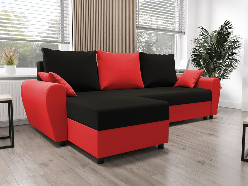 Rohová sedacia súprava Fleur L (červená + čierna) (L)
