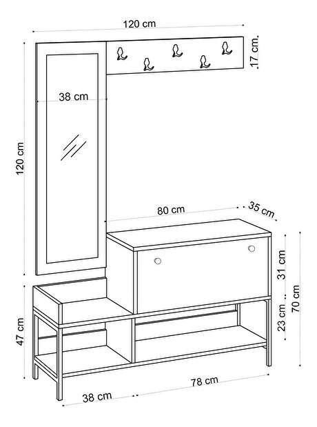 Set mobilier pentru hol Loop (Alb + Negru)