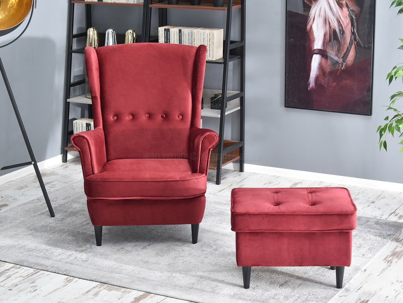 Fotoliu cu urechi Margis (bordo + fag)