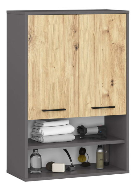 Dulap de baie suspendat Farid TYP 7 (grafit gri + Stejar artisan)