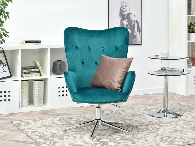 Kreslo Truni (tyrkysová + chrómová)