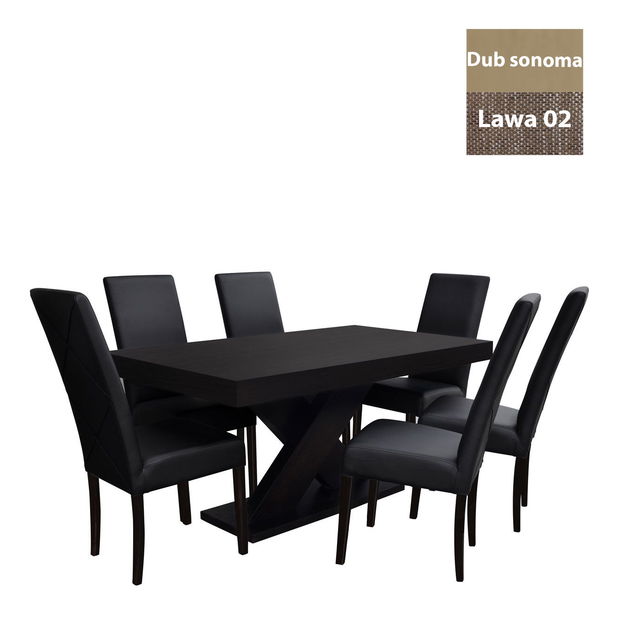 Set sufragerie pentru 6 persoane RK017 (Stejar sonoma + Gri) *Vânzare