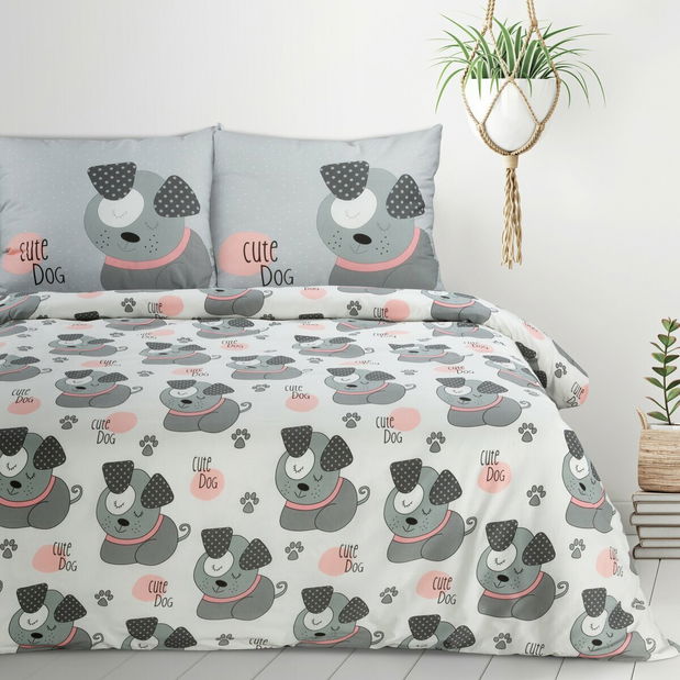 Lenjerie pat Kide 07 (gri) (1x 140x200 cm, 1x 70x80 cm) (1 buc)