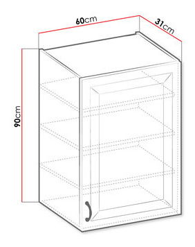 Dulap superior de bucătărie Vintageline 1F (alb)