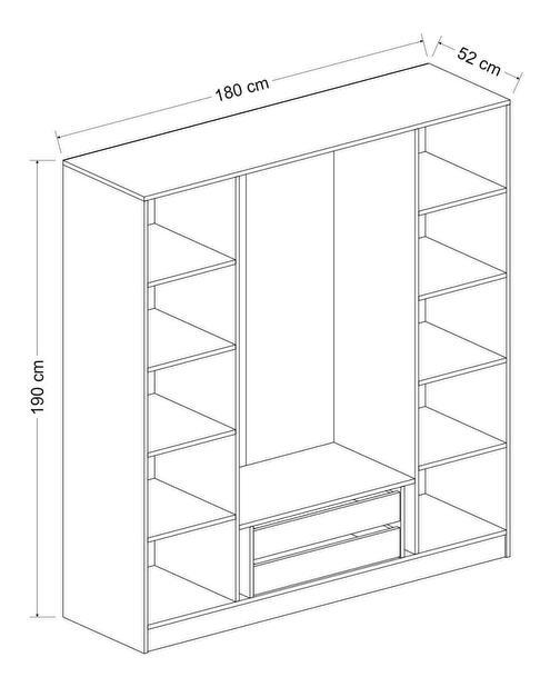 Šatníková skriňa Kalia 3814 (biela)