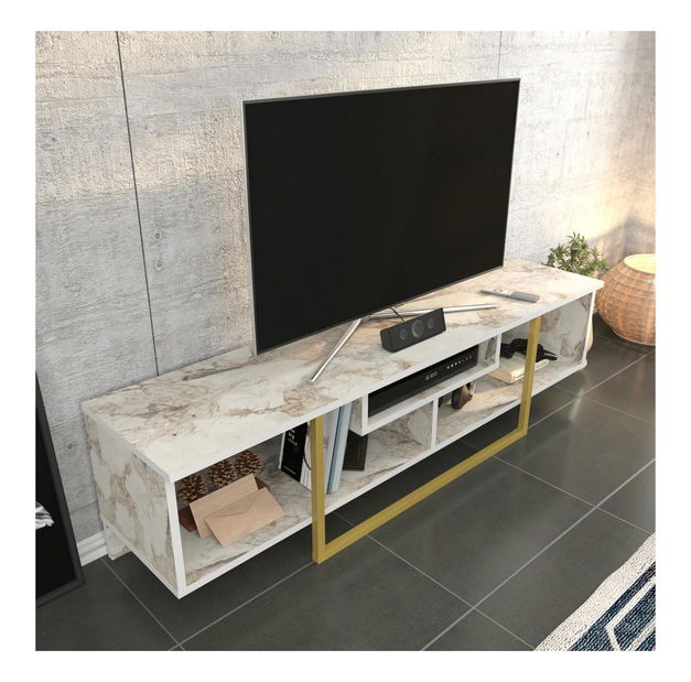 Masă TV/Dulap Aslana 150 (auriu + alb)