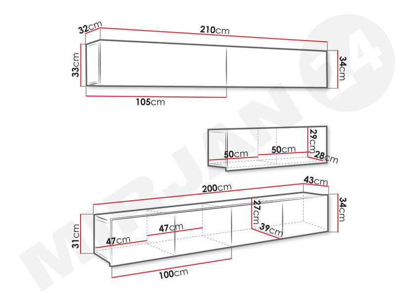 Obývacia stena VIII Badiani (Biela + Biely lesk)