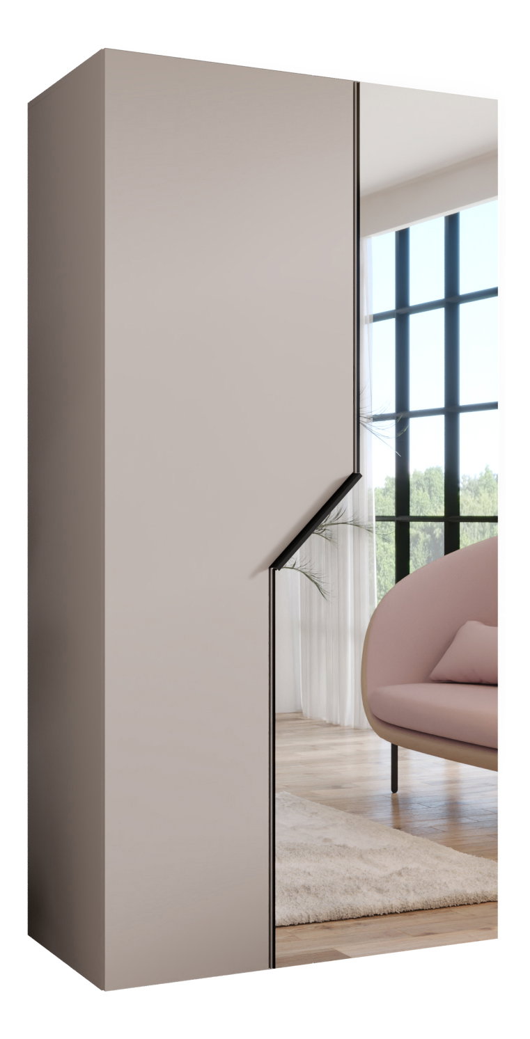 Dulap de haine Alaris 2 100 (cașmir + negru) (cu oglindă)