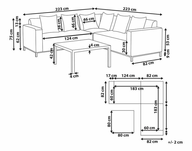 Rohová záhradná pohovka Borjo (béžová)