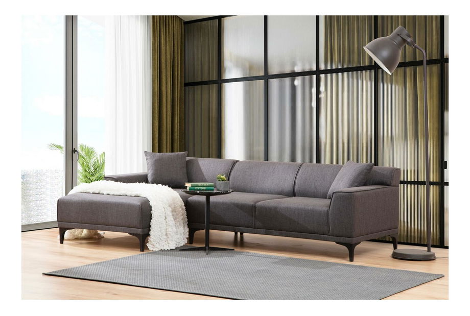 Rohová sedačka Petrafonzo (L) (antracit + čierna)