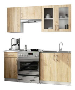 Set mobilier bucătărie 180 cm Lula TYP1 C (Alb + Stejar sonoma)