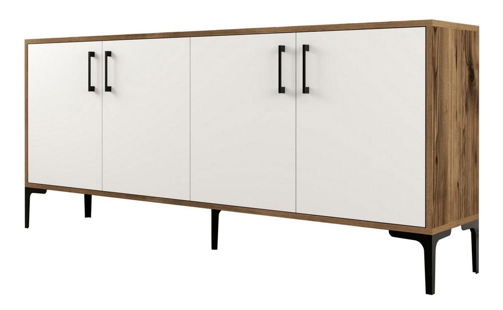 Skrinka Kim 180 (biela + orechové drevo)