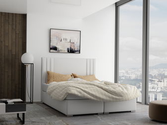 Manželská posteľ Boxspring 180 cm Morcano (krémová) (s úložným priestorom)