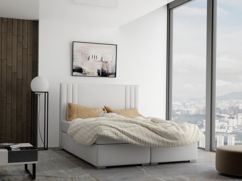 Bračni krevet Boxspring 180 cm Morcano (crna ekokoža) (s prostorom za odlaganje)