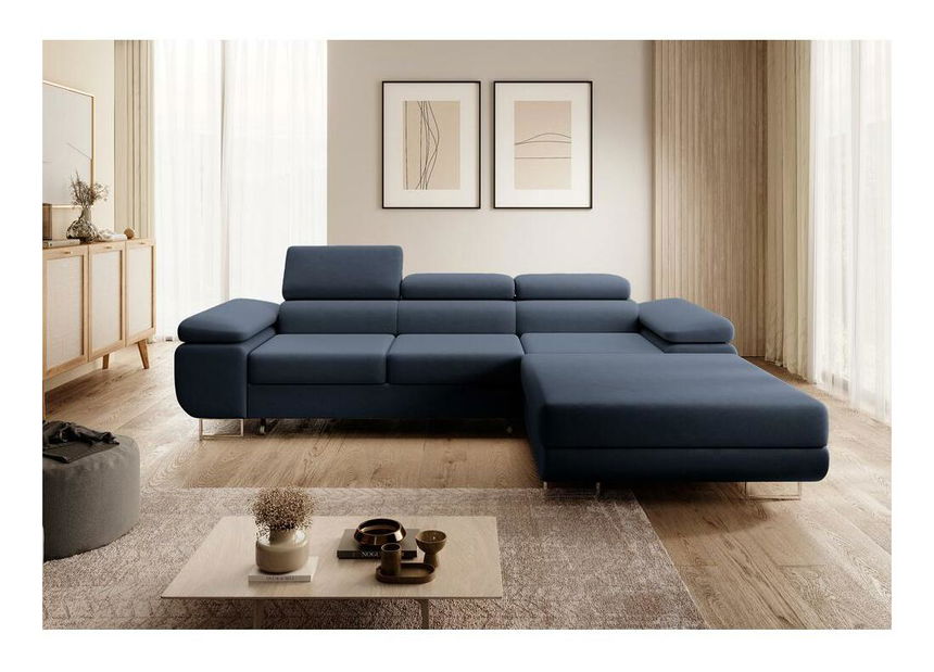 Kutna garnitura Grande (D) (plava + krom)