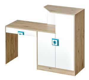Masă PC Nizeno NI11 (Stejar deschis + Alb + turcoaz) 