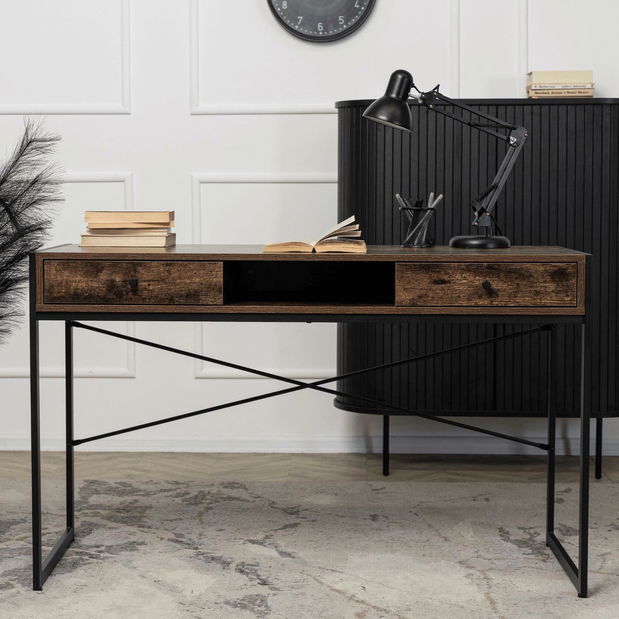 Písací stolík Supuso (hnedá + čierna) 