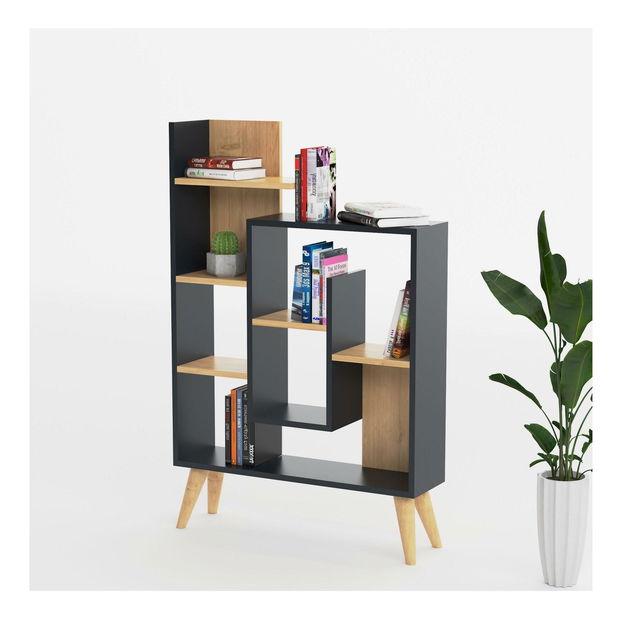 Regál Lavuto 2 (antracit + dub) 