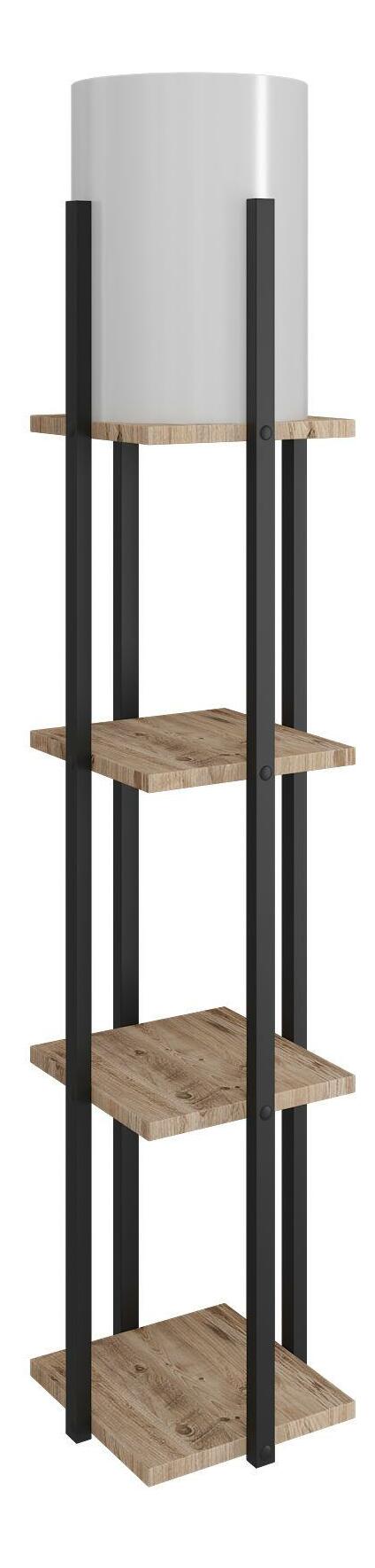 Stojanová lampa s policami Narakotta 1 (prírodná + čierna)