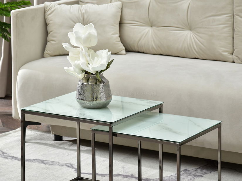 Stolić za kavu Prana Law (bijeli mramor + crna)