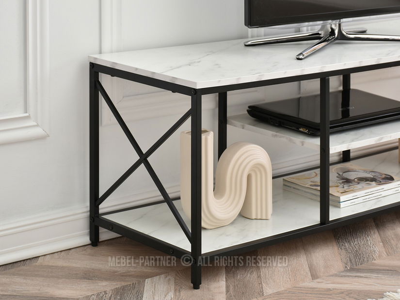 Masă TV/Dulap Jukky Stol Rtv (marmură albă + negru)