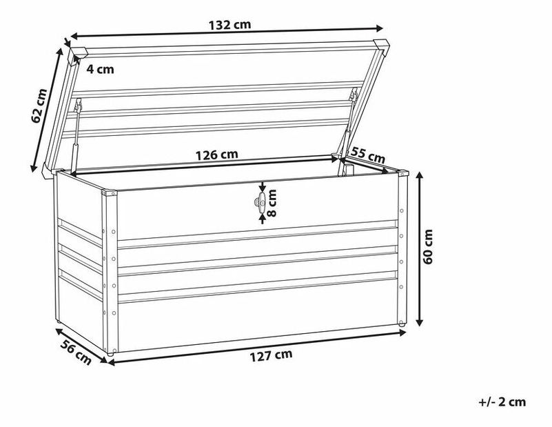 Tároló box 132x62 cm CEROSO (szürke)