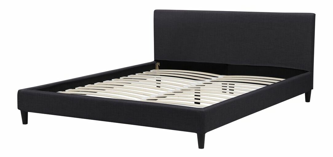 Pat matrimonial 180 cm FUTTI (cu somieră și iluminat LED) (negru)