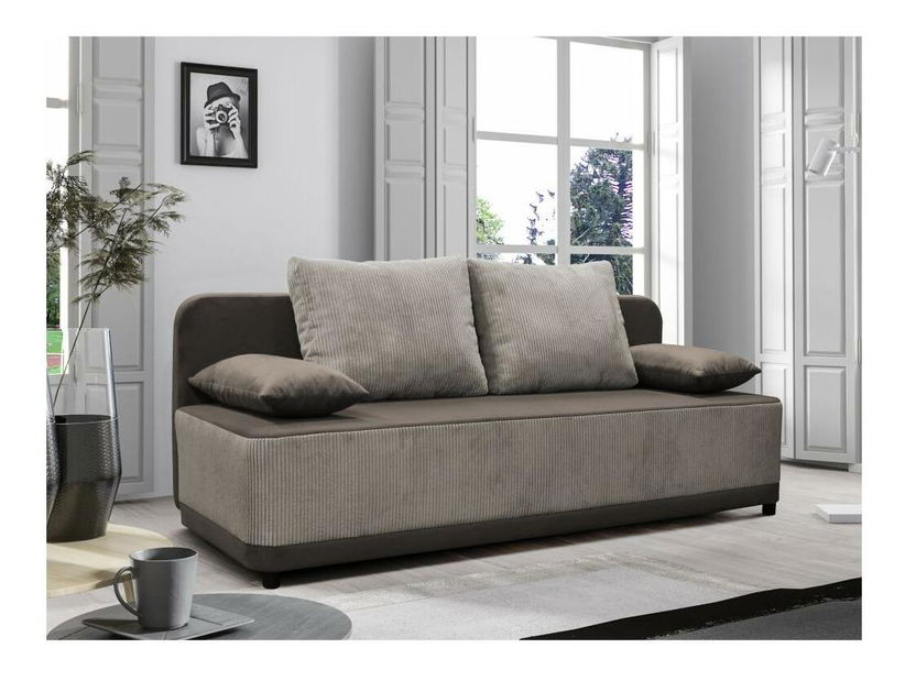 Sofa na razvlačenje Sonta (sivo-bež) (s prostorom za odlaganje)