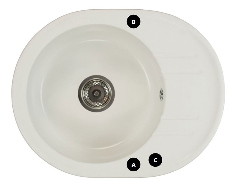 Chiuvetă de bucătărie Baltera (negru + textură) (cu 3 orificii pentru robinet)