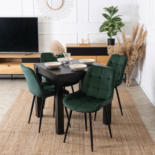 Masă de sufragerie extensibilă Menores (negru) (pentru 4-6 persoane) *vânzare stoc