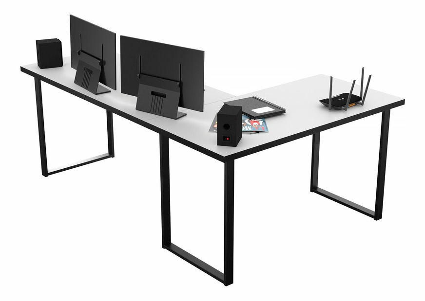 Masă PC de colț Vintid (alb + negru) *resigilat