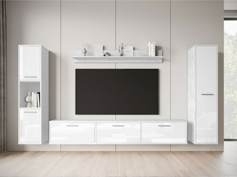 Mobilier living Ikinra XL (Alb + lucios Alb) 