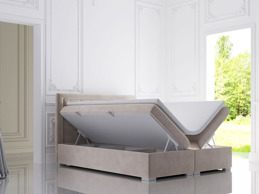 Bračni krevet Boxspring 160 cm Gllamy (bež) (s prostorom za odlaganje)
