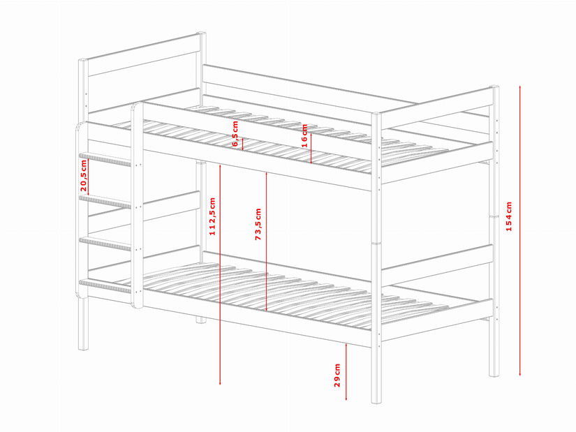 Detská posteľ 90 x 200 cm Easter (s roštom) (biela)