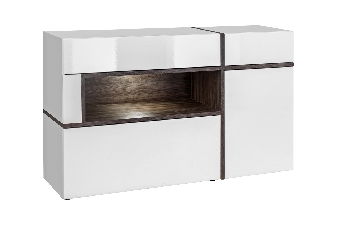Comodă Carlyn 28 PEW CS SB (alb mat + brest perlă + alb lucios)
