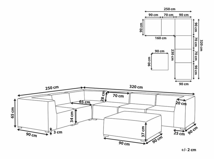 Rohová záhradná pohovka Ailin (béžová) (P)