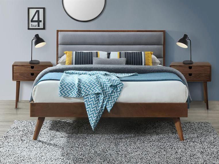 Franciaágy Orname (sötét fa + szürke)