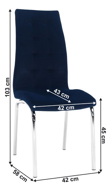 Jedálenská stolička Harison NEW (modrá + chróm)