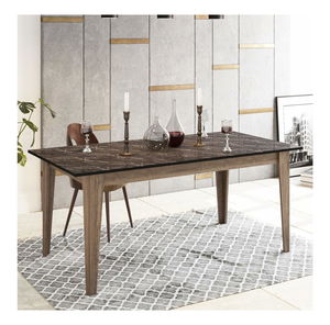 Masă sufragerie Lorenzo (pentru 8 persoane) (nuc + negru)